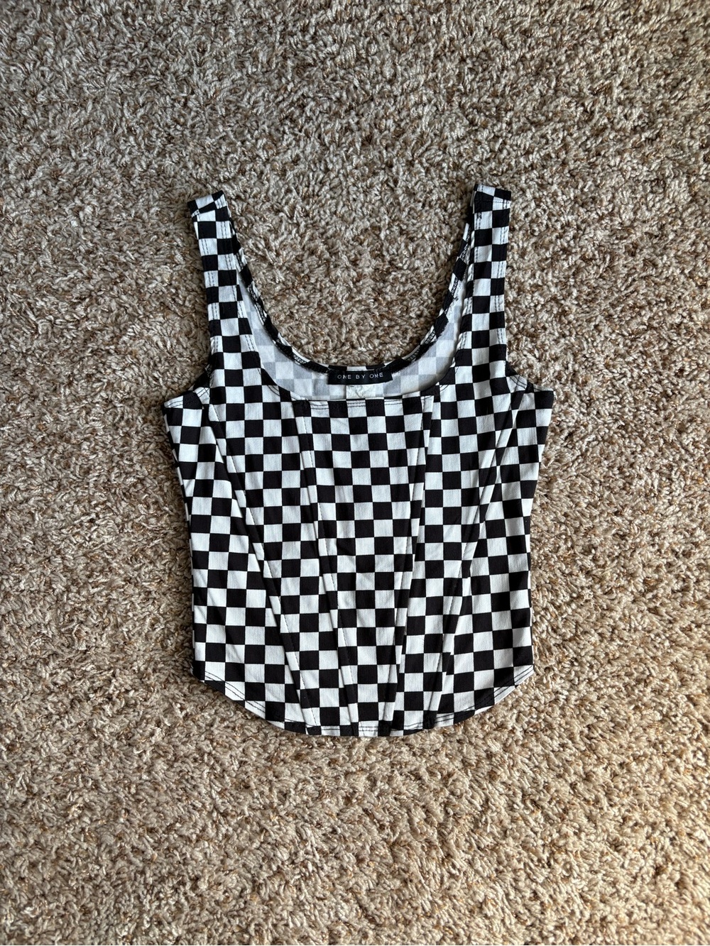 Dolls Kill One by One Black and White Corset Tank Top